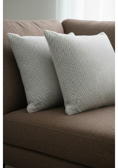 Chevron Bohem Dekoratif Punch Yastık Kırlent Kılıfı Açık Gri 45 x 45