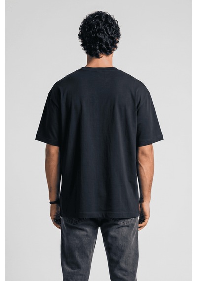 Black Nova Oversize Baskılı Unisex %100 Pamuk T-shirt Pit Stop Siyah