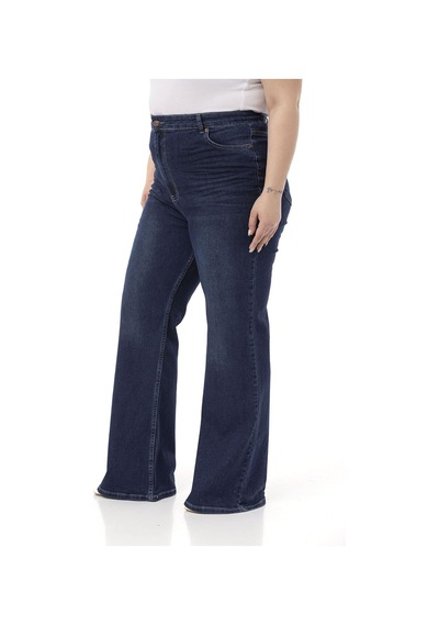 Disentis Büyük Beden Önü Kraşlı Yüksek Bel İspanyol Paça Lacivert Denim Pantolon-lacivert Lacivert
