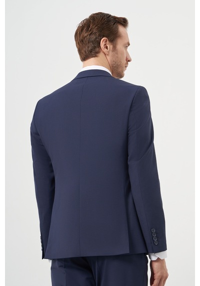 Morven Erkek Lacivert Yün Slim Fit Mono Yaka Takım Elbise 25mc001022208 Lacivert