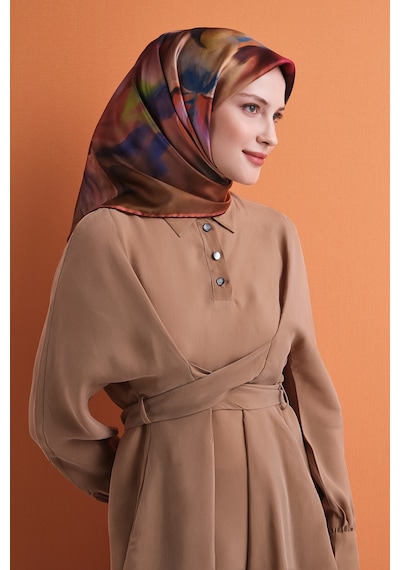 Armine Sura İpek Eşarp 2026-2027 - Sonbahar Kış-asm9603 Hardal