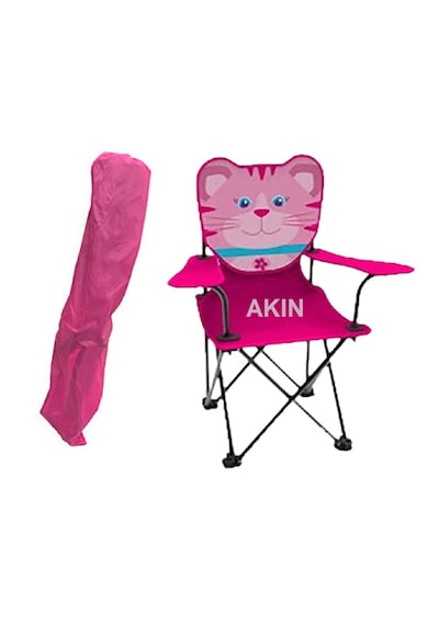 Four Season Çocuk Katlanır Kedi Desenli Plaj Sandalyesi Pembe Taşıma Çantalı