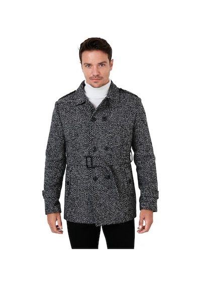 Buratti Slim Fit Cepli Pamuklu Kaşe Erkek Kaban 5841015 Siyah Noktalı