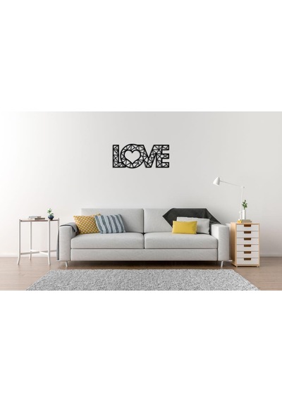 Cajuart Dekoratif Modern Siyah Büyük Ahşap Love Yazısı Tablo Aşk