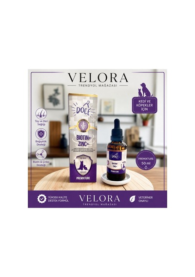 Velora Pet Biotin + Zinc Premiks 50 Ml Kedi Ve Köpekler İçin Tüy, Deri Ve Damla - 886284362
