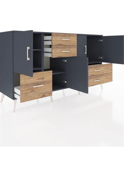 Hyperion Konsol 4 Raflı 5 Çekmeceli 4 Kapaklı 176x44x99 Antrasit- Antrasit-antrasit/çam Hyperion Konsol 4 Raflı 5 Çekmeceli 4 Kapaklı 176x44x99 Antrasit- Antrasit-antrasit/çam