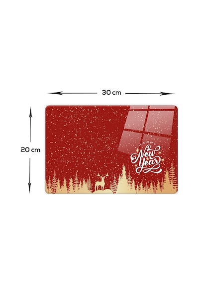 Decorita Cam Kesme Tahtası|Happy New Year KırmızıSilüet|20cmx30cm