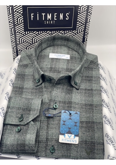 Klasik Uzun Kol Kışlık %100 Cotton Kareli Yaka Düğmeli Hediye Kutulu Erkek Gömlek Fs-003135 - Yeşil-2498 Klasik Uzun Kol Kışlık %100 Cotton Kareli Yaka Düğmeli Hediye Kutulu Erkek Gömlek Fs-003135 - Yeşil-2498