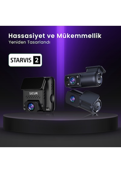 Sjcam M60 Gps 4k Ön-arka-iç Çift Kamera Cmos Araç Kamerası Siyah