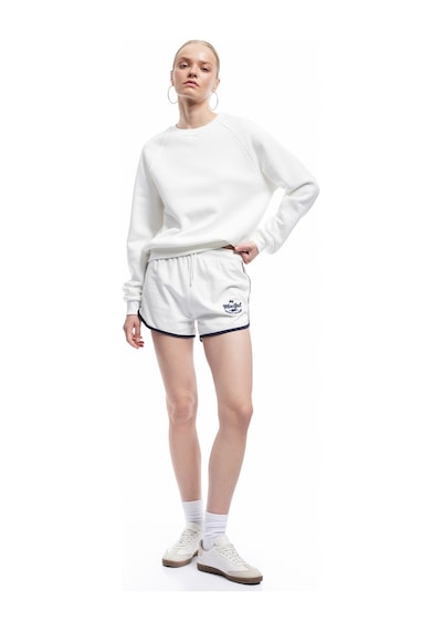 Koton Şardonlu Uzun Kollu Bisiklet Yaka Basic Oversize Sweatshirt Ekru 6wal10129ık Ekru