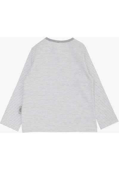 Breeze Erkek Bebek Uzun Kollu T-shirt Patlı Çizgili 9 Ay - 3 Yaş Açık Gri Melanj