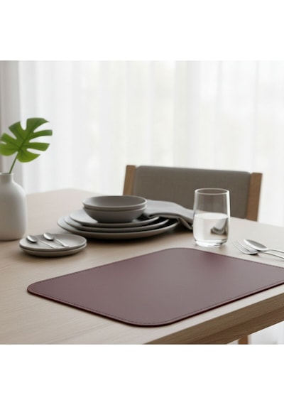 2 Adet Deri Mürdüm Çift Taraflı Kenar Dikişli Amerikan Servis 33x44 Cm-kolay Silinebilir Supla Bordo
