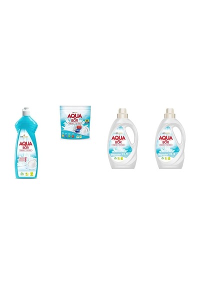 Aquabor Doğal Mineralli Elde Bulaşık + Tablet + Sıvı Beyaz + Sıvı Beyaz 4 Lü Set