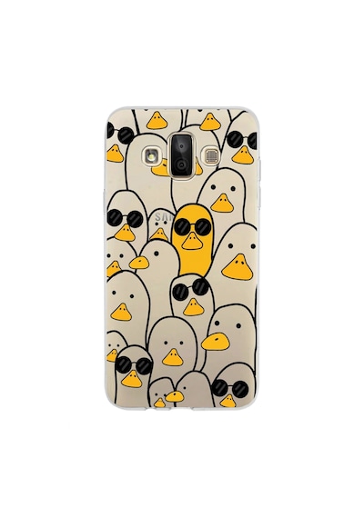 Samsung Galaxy Uyumlu J7 Duo Kapak Duck Tasarımlı Şeffaf Silikon Kılıf Şeffaf