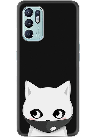 Oppo Reno 6 Kılıf Silikon Desen Özel Seri Pandemi Cat 1729