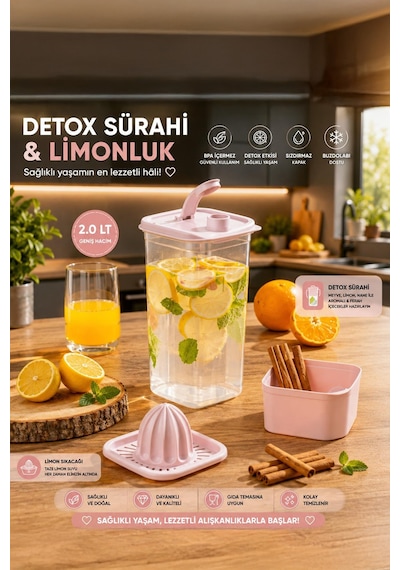 Porsima 1110-5 Sızdırmaz Kapaklı  Matara Suluk Şeffaf Pudra 2lt Pudra