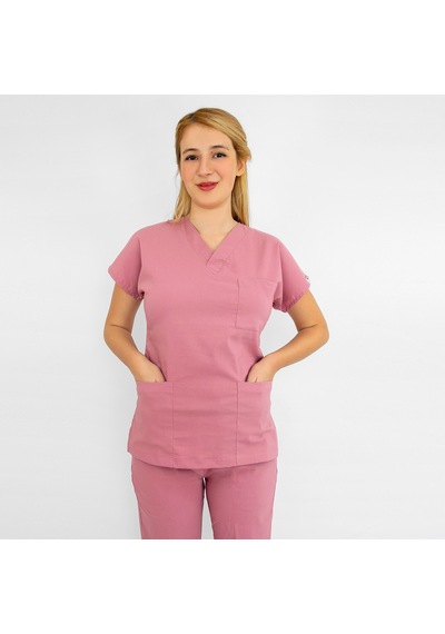 Pudra Soft Likra Hemşire Hastane Doktor Cerrahi Takım Üniforma Pudra