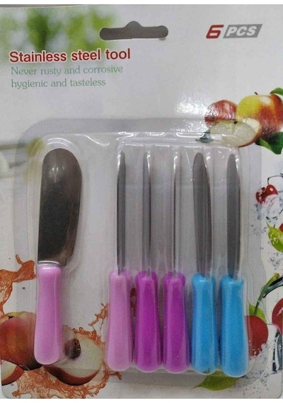 Stainless Steel 6 Adet Tereyağ,reçel,çikolata Sürme Bıçağı D-raf Çok Renkli