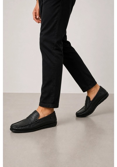 Ht Hotin Pulsar İç Dış Hakiki Deri Erkek Loafer Ayakkabı Gün Boyu Konforlu Ve Rahat Model - Siyah Ht Hotin Pulsar İç Dış Hakiki Deri Erkek Loafer Ayakkabı Gün Boyu Konforlu Ve Rahat Model - Siyah