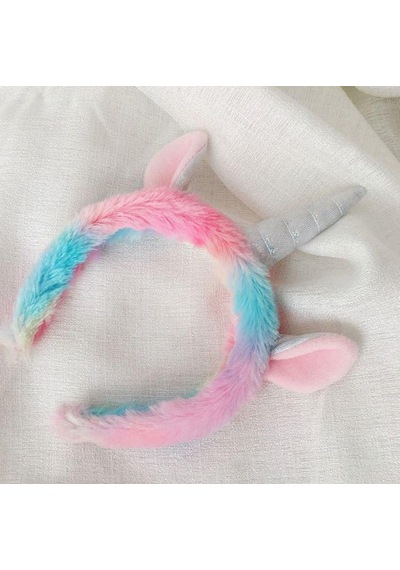 Unicorn Kulaklı ve Boynuzlu Tac Peluş Saç Bandı