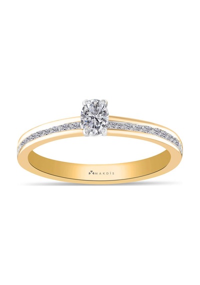 0.40 Karat Oval Tektaş Pırlanta Yüzük - Hrd Sertifikalı Beyaz Altın