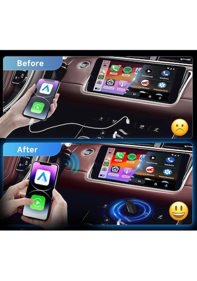 Carplay Usb Ve Type-c 2in1 Araç Multimedya Adaptörü Yeni Tasarım Mini Kablosuz İos Android Uyumlu