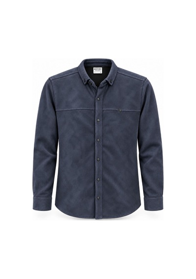 Classics Men Report Uzun Kol Slim Fit Erkek Süet Gömlek - 7784 Lacivert