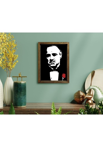 Bk Home Godfather Baba Tasarımlı Doğal Masif Ahşap Çerçeveli Tabl (551061671)
