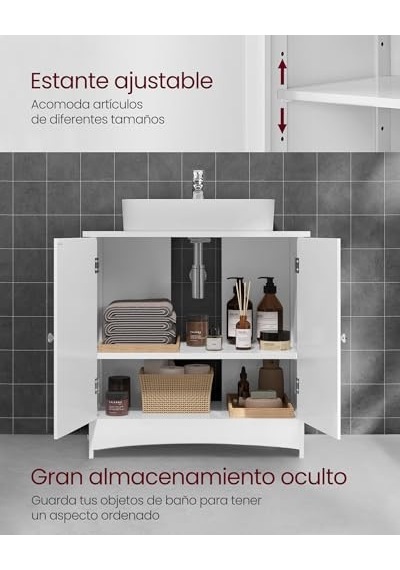 Vasagle 2 Kapılı Lavabo Dolabı, Banyo Dolabı, Ayarlanabilir Raflar, Bol Depolama Alanı, 60 X 30 X 60 Cm, Beyaz Bbc01wt Açık Meşe Vasagle 2 Kapılı Lavabo Dolabı, Banyo Dolabı, Ayarlanabilir Raflar, Bol Depolama Alanı, 60 X 30 X 60 Cm, Beyaz Bbc01wt Açık Meşe