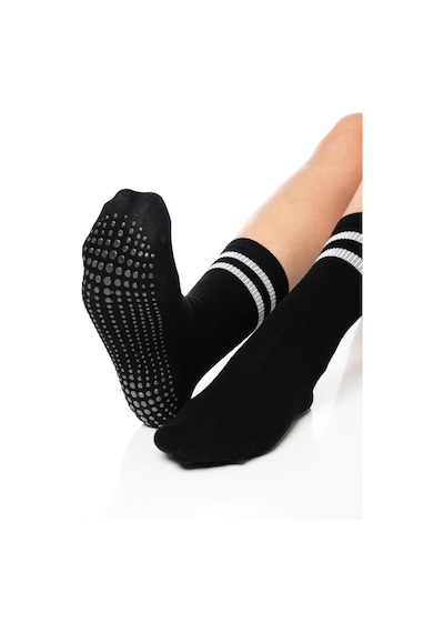 Saysez Bambu Kadın Kaydırmaz Taban Silikon Baskı Pilates Yoga Fitness Dans Aktivite Siyah Tenis Çorabı Renkli