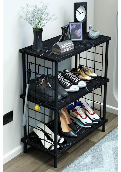 3 Raflı Metal Telli Çok Amaçlı Ayakkabılık Ve Organizer Raf Kolay Kurulumlu, Çevir-tak Sistem Raf Siyah Mermer 3 Raflı Metal Telli Çok Amaçlı Ayakkabılık Ve Organizer Raf Kolay Kurulumlu, Çevir-tak Sistem Raf Siyah Mermer