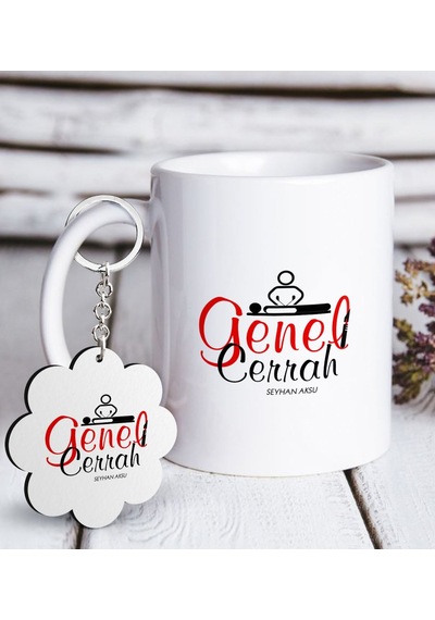Kişiye Özel Mesleki Genel Cerrah Beyaz Kupa Ve Anahtarlık N11.11538