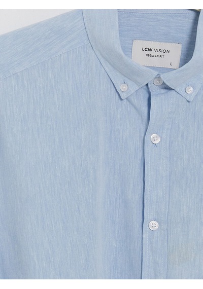 Lcw Vision Mavi Regular Fit Keten Karışımlı Erkek Gömlek
