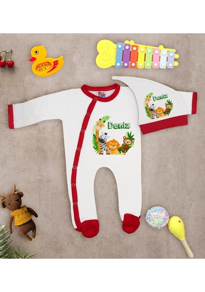 Bk Kids Kişiye Özel Bebek Kıyafeti, Bebek Giyim Hediyesi, Tulum Zıbın Ve Kukuletalı Şapka Seti-20 Çok Renkli