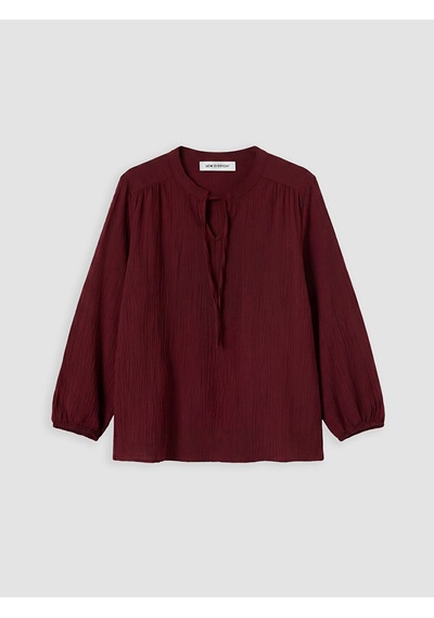 Lcw Everyday Bordo Bağlamalı Yaka Büzgülü Dokulu Bluz