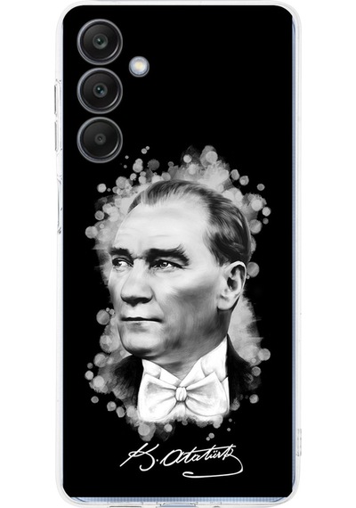 Samsung Galaxy A26 İle Uyumlu Atatürk Baskılı Kamera Korumalı Şeffaf Kılıf Şeffaf