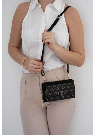 Silver Polo Sp921 Kadın Telefon Çantası Monogram Füme-siyah