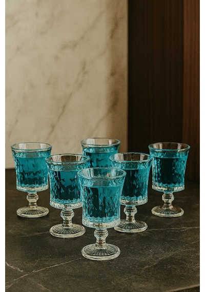 6 Lı Kristal Cam Kahve Yanı Su Bardağı Bardak 85ml şeffaf