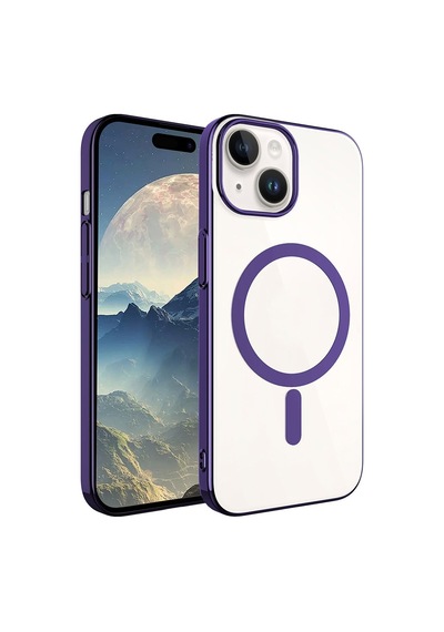 Zeyline Apple Uyumlu iPhone 15 Plus Zore Wireless Şarj Özellikli Pixel Magsafe Kapak-derin Mor