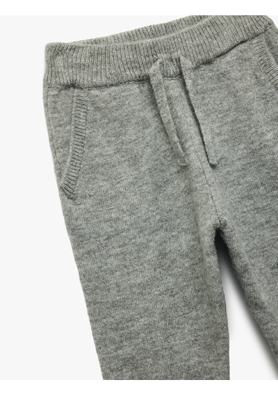 Koton Beli Bağcıklı Basic Triko Pantolon Gri 6wmb90006tt Gri