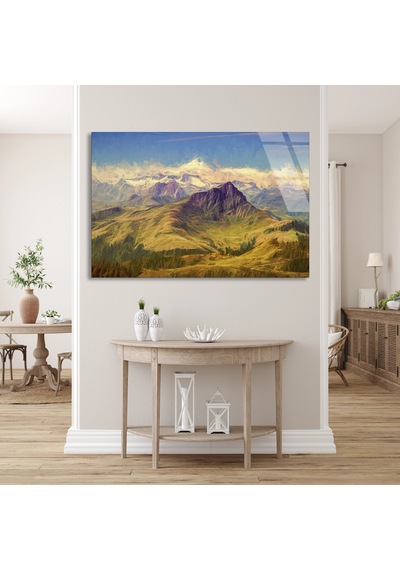 Karlı Dağ Zirvesi - Cam Tablo - Deg0945 90 X 60 Cm