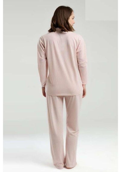 Pierre Cardin 9020 Kadın Uzun Kollu Gömlek Pijama Takımı-pembe Pembe