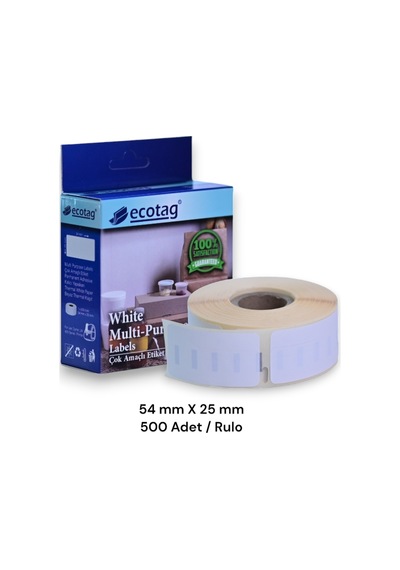 Ecotag Dymo 11352 Lw Muadil Etiket Beyaz 54 MM X 25 MM 500 Adet