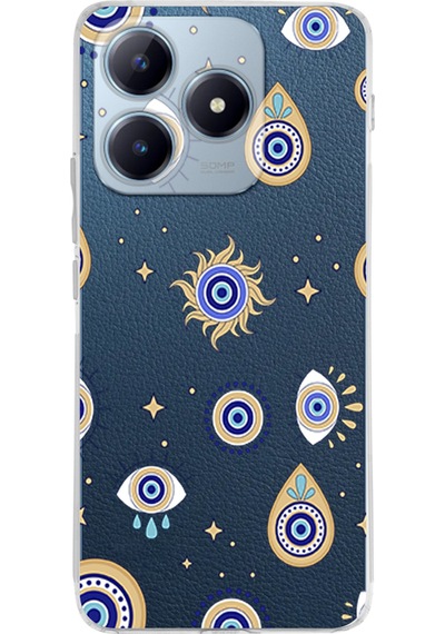 Realme C63 İle Uyumlu Nazar 5 Baskılı Kamera Korumalı Şeffaf Kılıf Şeffaf
