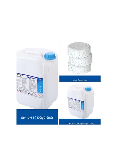 3'lü Bakım Seti Multitablet Klor 10kg +ph Düşürücü 25kg +sıvı Çöktürücü 10kg - 865035033