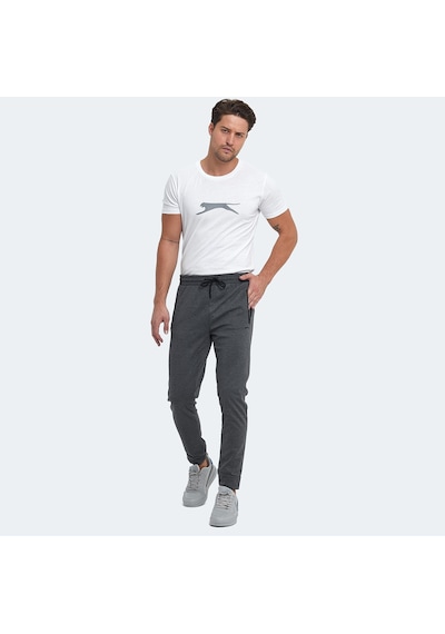 Slazenger ONON IN Erkek Fermuar Cepli Koyu Gri Eşofman Altı