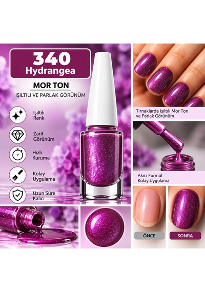 Nail Enamel Oje-340 Metalik Mor - 9007129164065