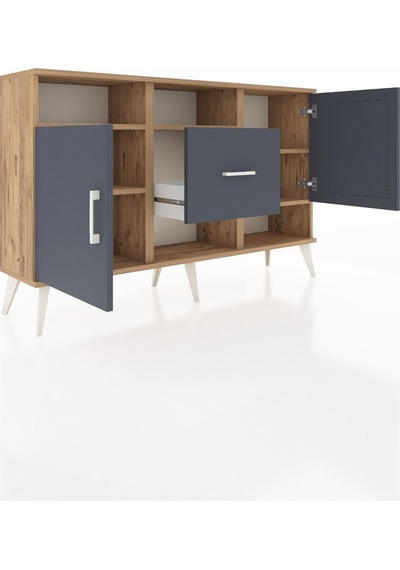 Arges Konsol 5 Raflı Tek Çekmeceli 2 Kapaklı 132x30x83 Çam-antrasit/antrasit Antrasit/antrasit Arges Konsol 5 Raflı Tek Çekmeceli 2 Kapaklı 132x30x83 Çam-antrasit/antrasit Antrasit/antrasit
