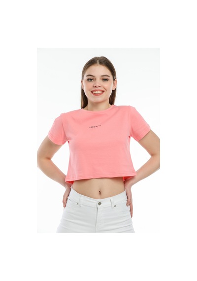 Kadın Bisiklet Yaka Regular Fit Brookyn Baskılı Tişort Spr21y14 001