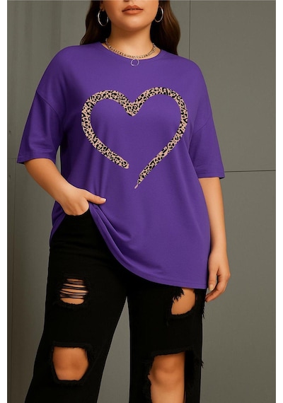 Love Kadın Büyük Beden Battal Baskılı Bisiklet Yaka Pamuklu T-shirt Rahat Kesim Unisex Sevgili Kombini Mor Love Kadın Büyük Beden Battal Baskılı Bisiklet Yaka Pamuklu T-shirt Rahat Kesim Unisex Sevgili Kombini Mor